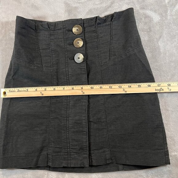 Free People Every Minute Every Hour Black High Waisted‎ Button Skirt 0 - Picture 8 of 9